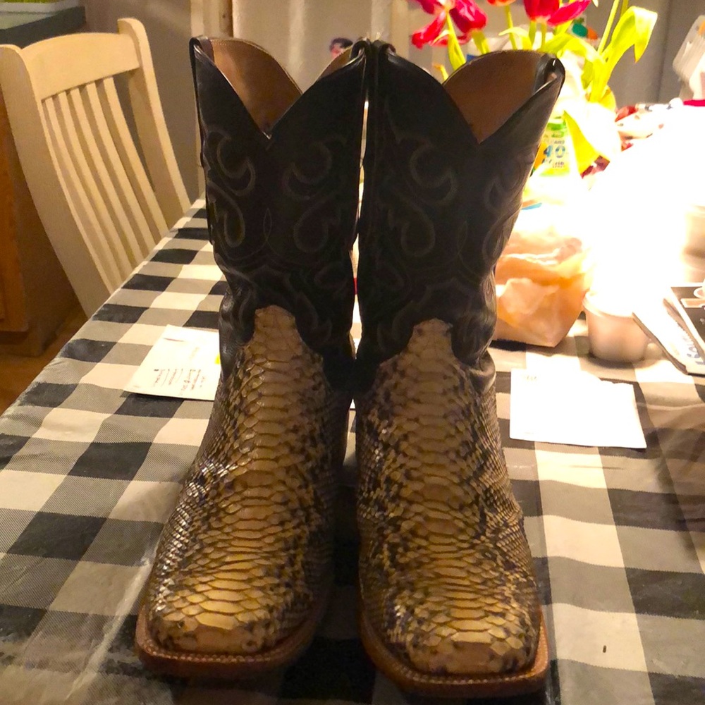 Cowtown 14ee square toe python cowboy boots
